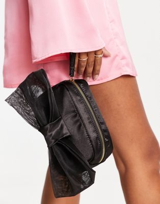 True Decadence oversized bow detail clutch bag in black - ASOS Price Checker