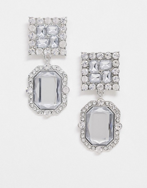 True Decadence oversized earrings with crystal gem drop | ASOS