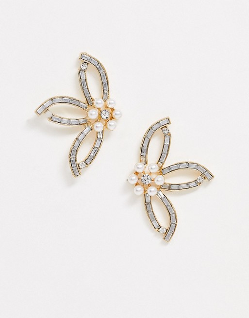 True Decadence pearl and crystal floral earrings