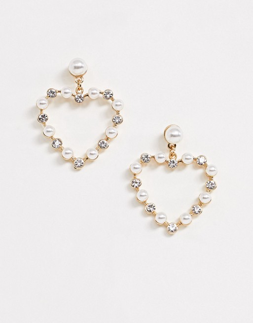 True Decadence pearl and crystal heart drop earrings