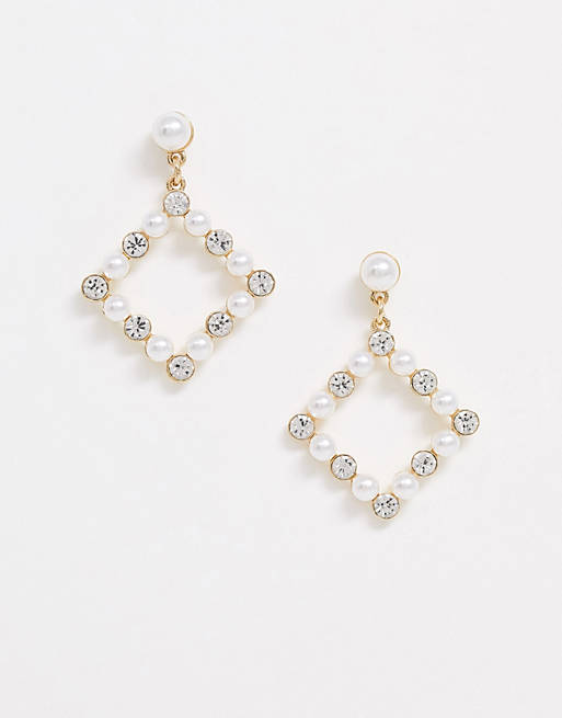 True Decadence pearl diamond drop earrings | ASOS