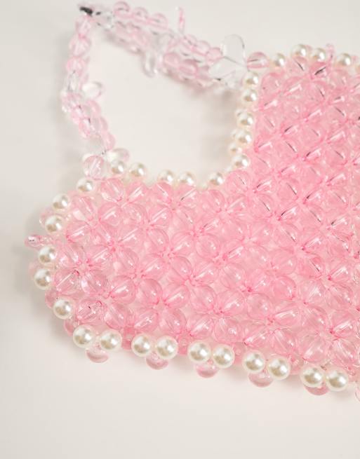 True Decadence pearl heart cross body bag in pink, 3 of 4