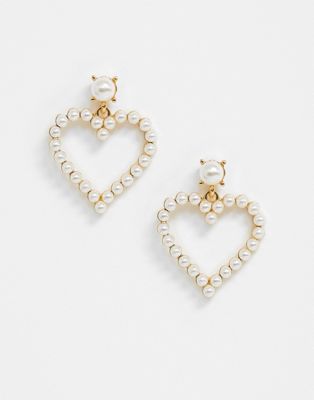 True Decadence pearl heart drop earrings - ASOS Price Checker