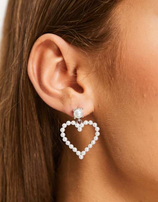 True Decadence pearl heart drop earrings ASOS