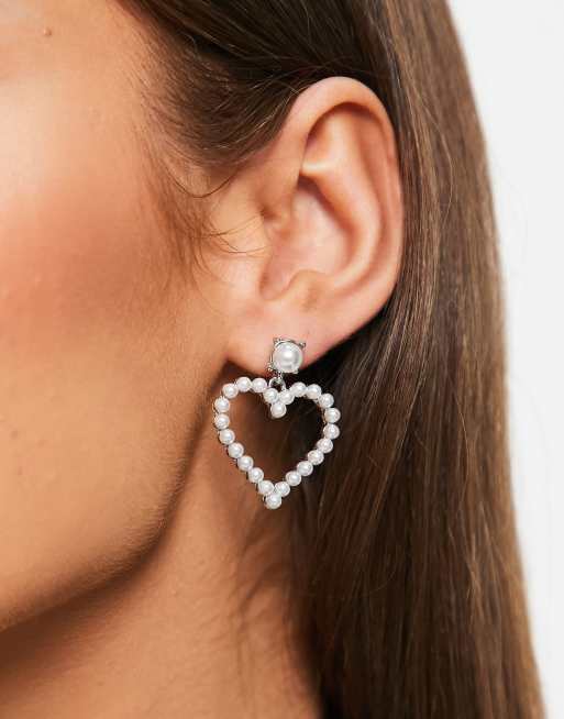 Pearl heart sale drop earrings