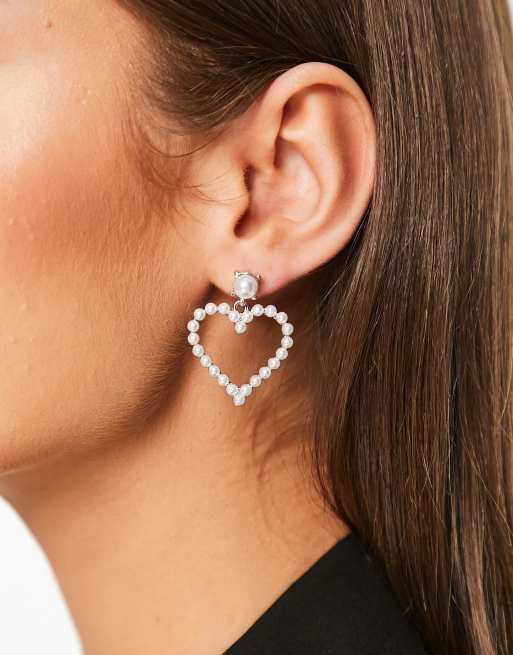 Pearl heart drop deals earrings