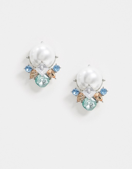 True Decadence pearl stud cluster embellished earrings