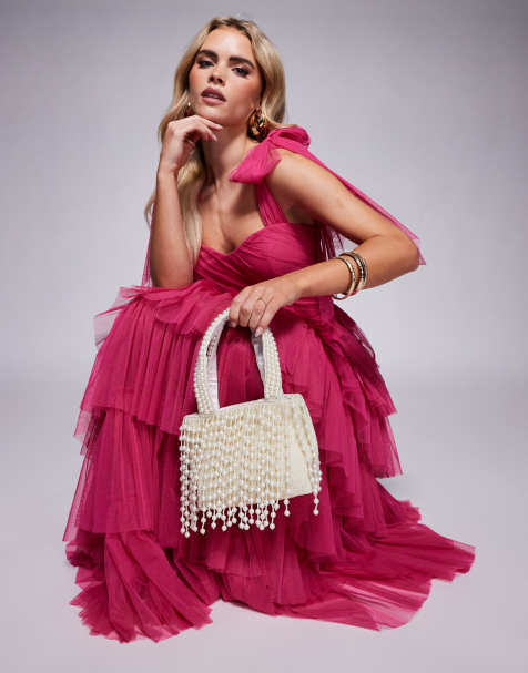 True Decadence pearl tassle beaded bag in white - view 1