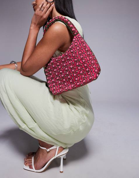 True Decadence – Perlenbesetzte Schultertasche in Rosa - view 1