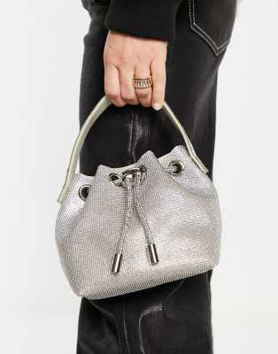 True Decadence - Petit sac à main avec poignée à strass - Argenté