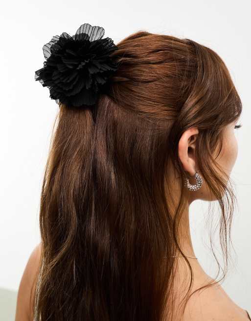 True Decadence - Pince à cheveux avec fleur oversize - Noir