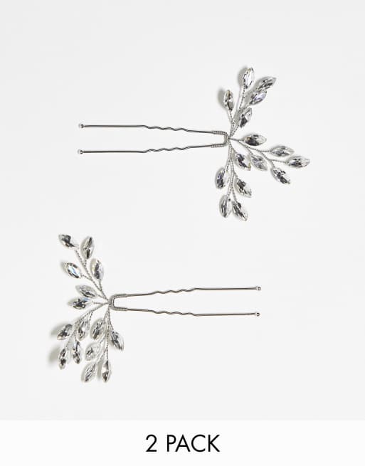 True Decadence - Pinces à cheveux avec fleurs serties de cristaux - Argenté