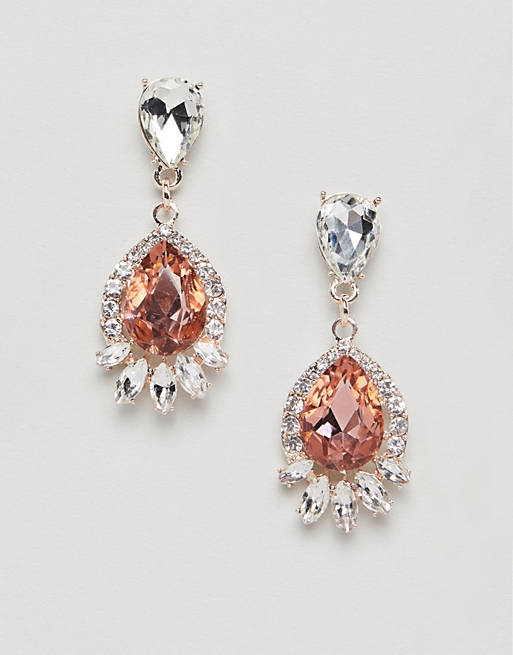 True Decadence pink rhinestone drop earrings
