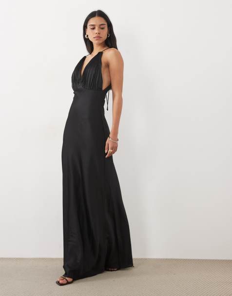 True Decadence Pleated halterneck midaxi dress in black