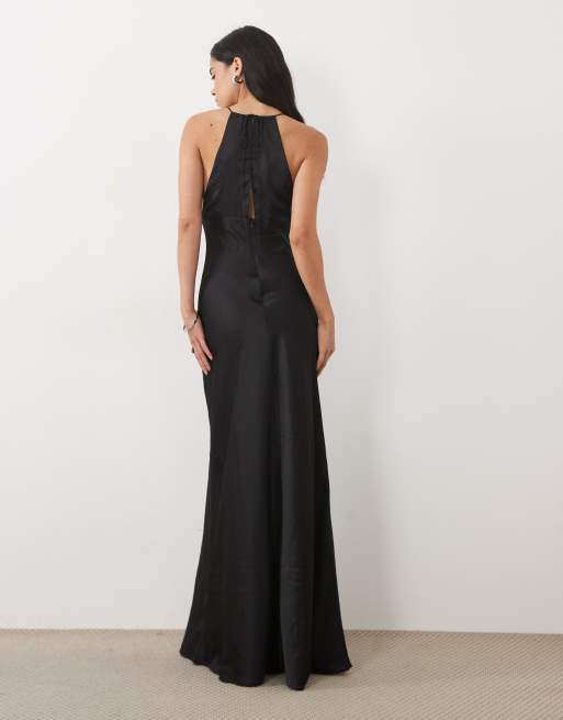 True Decadence Pleated halterneck midaxi dress in black, 4 of 4