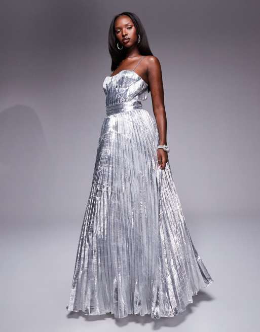 Pleated evening gown best sale