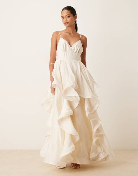 True Decadence Plunge front maxi dress in cream