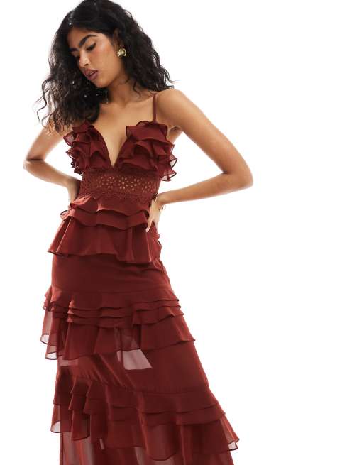 decadence strapless maxi dress brown product info and reviews Elodia