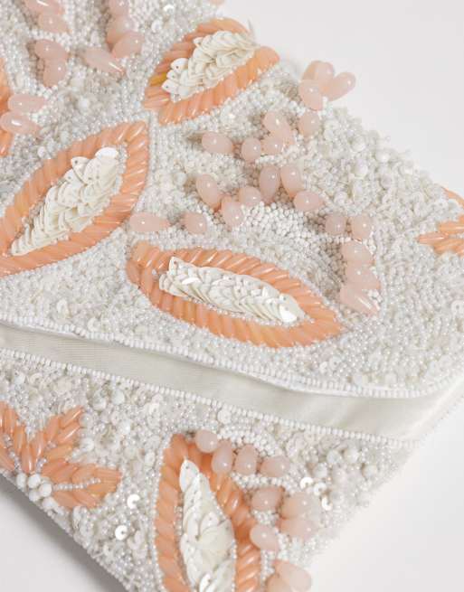 True Decadence - Pochette a busta bianca e rosa decorata , 4 di 4