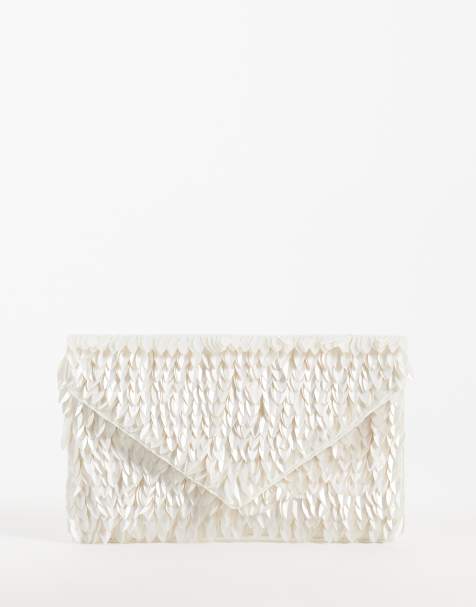 True Decadence - Pochette a busta color crema con paillettes - view 1