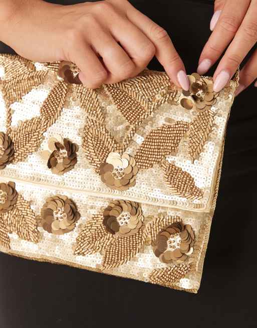 True Decadence - Pochette à fleurs ornées de perles - Doré, 3 de 4