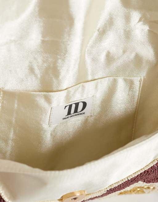 True Decadence pochette à motif ornée de sequins en coloris neutre, 3 de 4