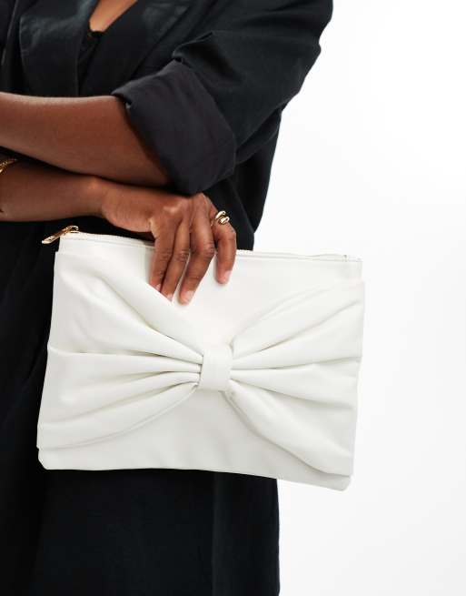 True Decadence Pochette bianca con fiocco sul davanti ASOS