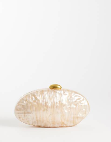 True Decadence - Pochette color crema in metallo fuso cromato - view 1