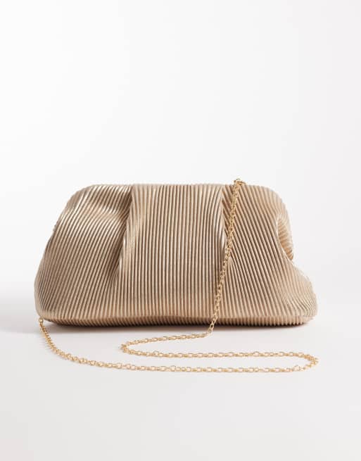 True Decadence - Pochette color oro a pieghe con tracolla, 4 di 4