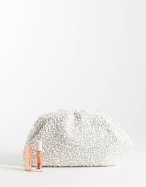 True Decadence - Pochette color panna decorata con paillettes, 2 di 4