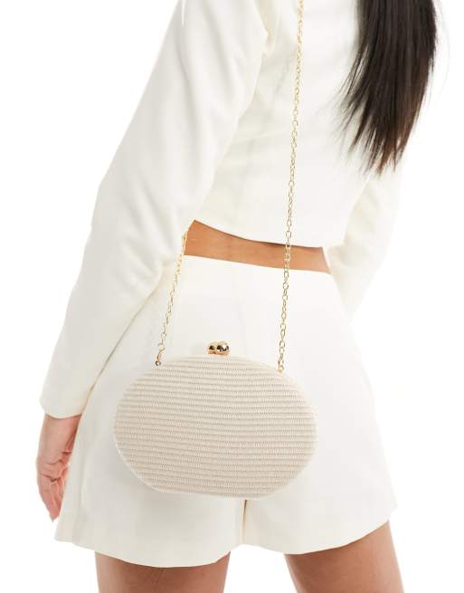 True Decadence - Pochette da sposa arrotondata in rafia color oro
