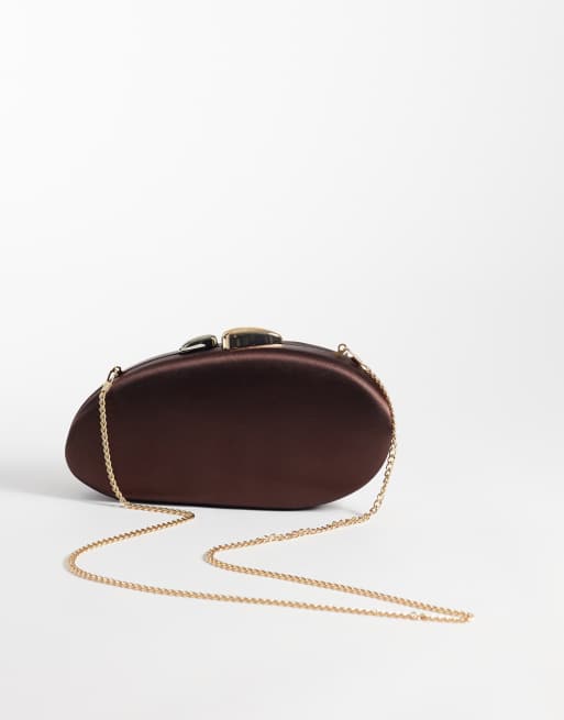 True Decadence - Pochette in raso color cioccolato scuro, 4 di 4