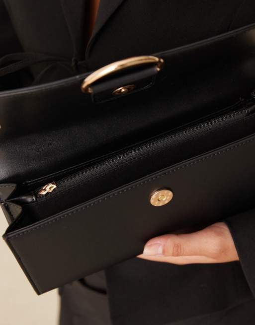 True Decadence - Pochette minimal nera in pelle sintetica, 3 di 4