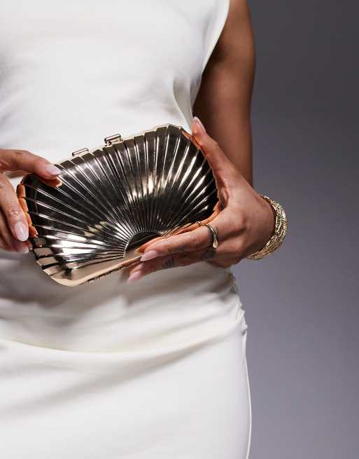 True Decadence - Pochette strutturata in metallo color oro testurizzata