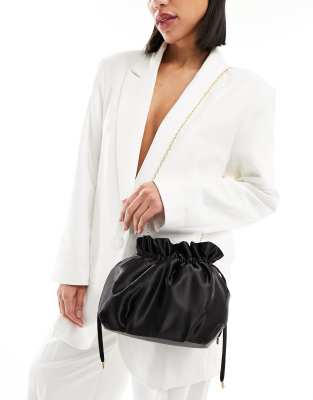 True Decadence pouch bag with chain strap in black satin - ASOS Price Checker