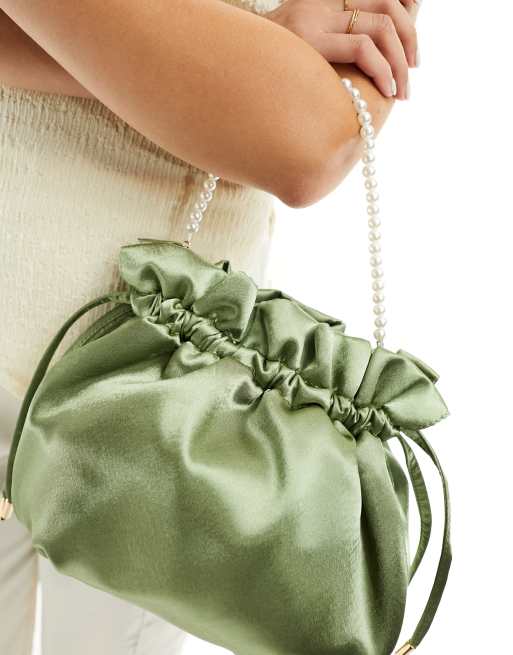 Satin crossbody bag with faux pearl handle new arrivals