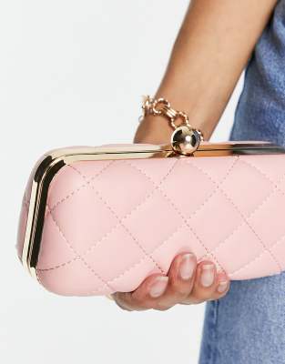 True Decadence quilted clutch bag in light pink