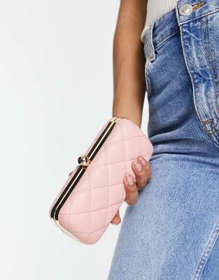 pastel pink clutch bag