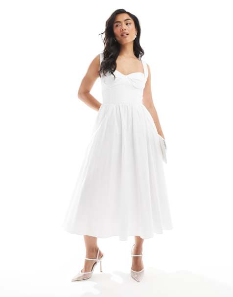 True Decadence Quilted midi dress in white