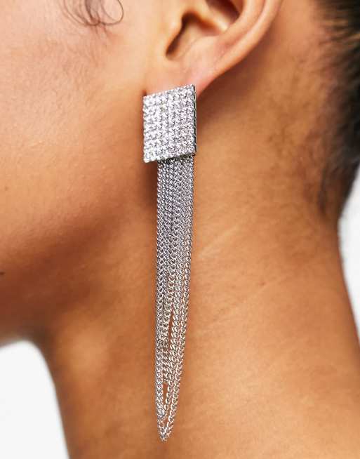 Square rhinestone store earrings