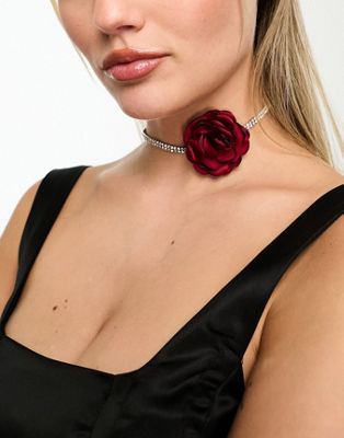 True Decadence rose corsage choker in red - ASOS Price Checker