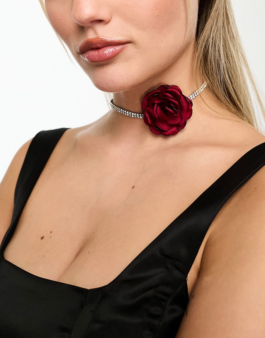 True Decadence rose corsage choker in red