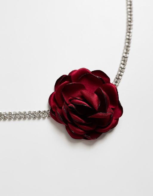 Red deals rose necklace