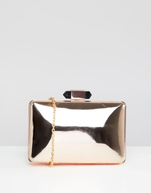 Rose gold cheap box clutch bag