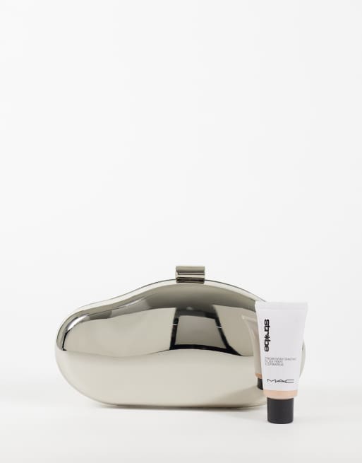 True Decadence sac pochette rigide métallisé argent avec bandoulière amovible, 2 de 4