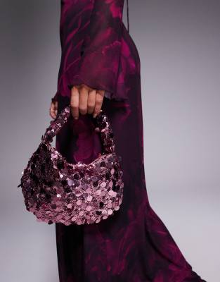 True Decadence - Sac porté épaule à sequins - Rose