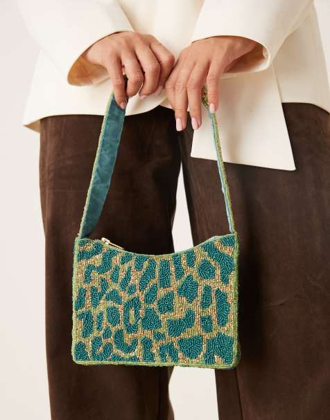 True Decadence - Sac porté épaule avec imprimé animal à perles - Vert - view 1