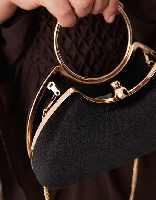 True Decadence – Samt-Clutch in Schwarz und Gold mit abnehmbarem Schulterriemen, 3 von 4