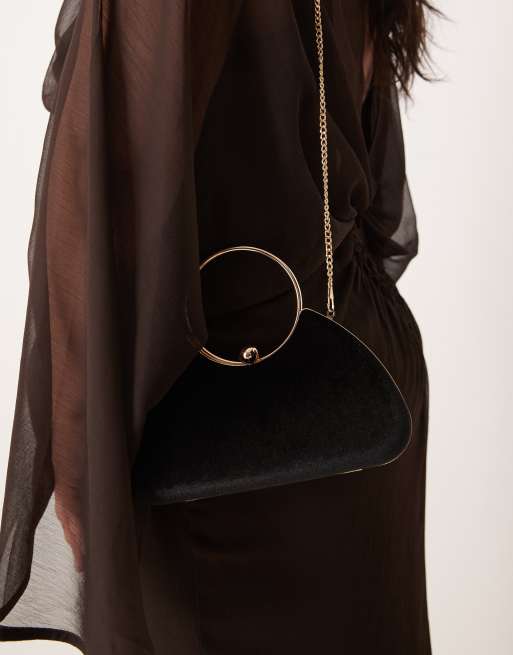True Decadence – Samt-Clutch in Schwarz und Gold mit abnehmbarem Schulterriemen, 4 von 4