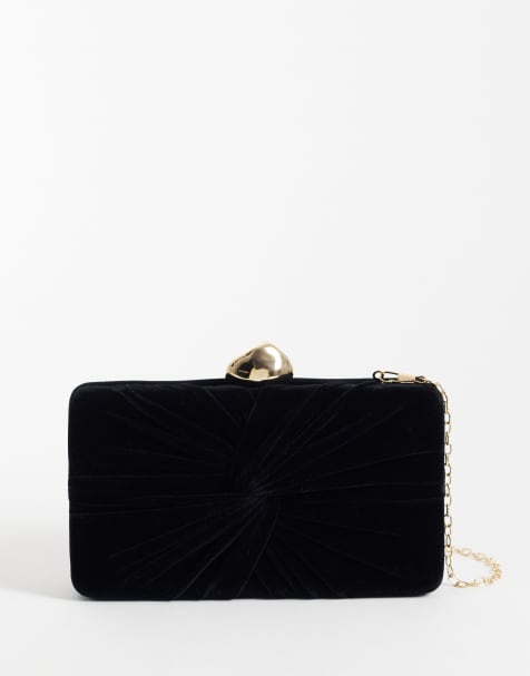 True Decadence Samt-Clutch mit Drehdetail in Schwarz - view 1